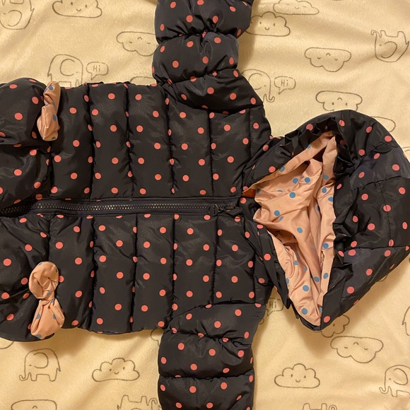Baby girl outerwear puffer snow coat + red riding hood jacket, dots & bows! - Picture 2 of 3